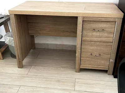 Office desk with two drawers and office chair