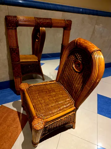 Handmade Wicker/Rattan Accent Chair With Matching Mirror Worth Over AED 4K Going For Just AED. 1,300