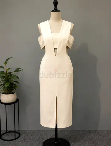 White Midi Cut-Out Bodycon Dress