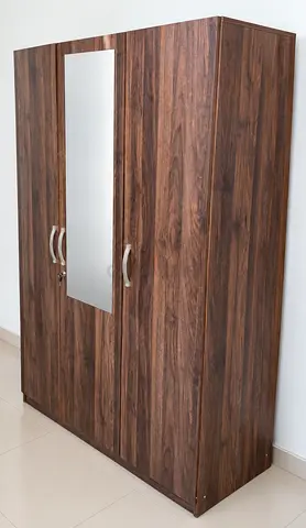 3-door wooden wardrobe with mirror - excellent condition