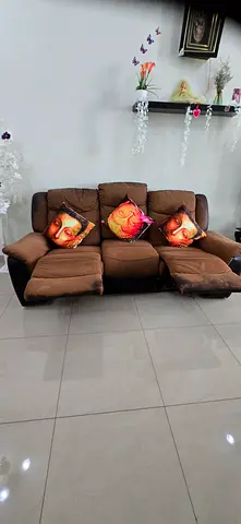 Brown 3-seater Fabric Sofa in Good Condition
