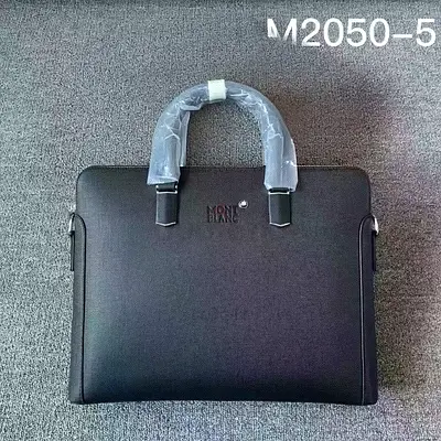 Black Montblanc-style Leather Briefcase / Laptop Bag - Like New