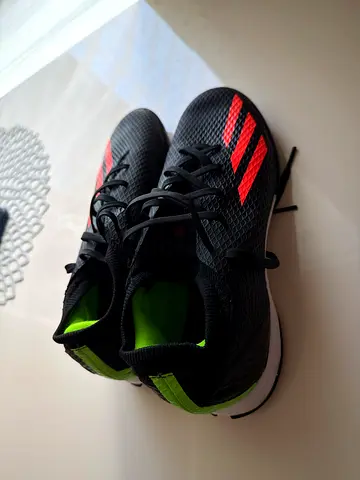 Used Adidas Kids Football Boots - Black with Orange Stripes, Size 41