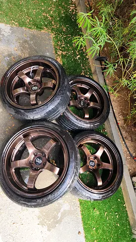 Genuine Enkei AME Tracer GT-V Wheels (like rays) 18x9.5J ET22 – Toyo Proxes Tyres
