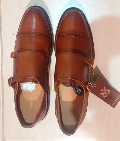 100% leather double monk shoe from Angelo Luxe