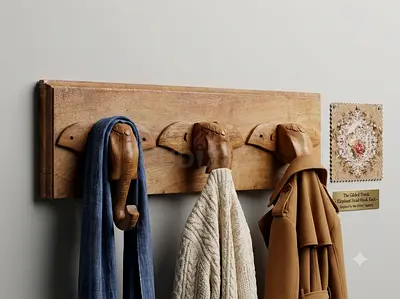 Sheesham wooden elephant coat hanger
