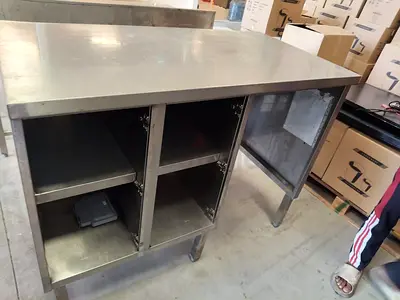 Ss table with under counter cabinet