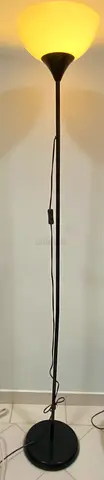 Tall Black Floor Lamp two nos. with Frosted Glass Shade - Working Condition
