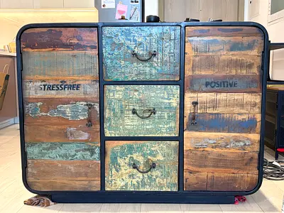 Steel / Wood Cabinet 120cm - Lucky Furniture