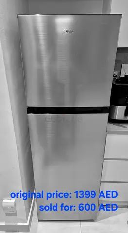 Midea Double Door Refrigerator in Silver Finish