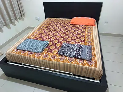 Queen size storage bed with mattress for sale