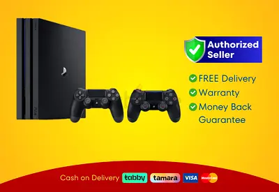 Sony PlayStation 4 - Pro - Black - 1TB with 2 Controller | Brand New | Warranty | FREE Delivery
