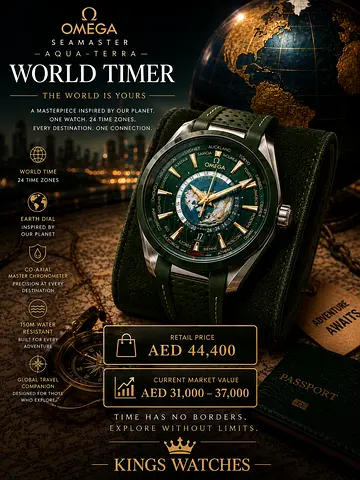 Mens Omega Seamaster Aqua Terra Worldtimer - Green Dial Rubber Strap
