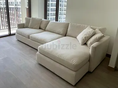 Luxury Crate&Barrel Lounge Deep feather filled L Shape Sofa Beige