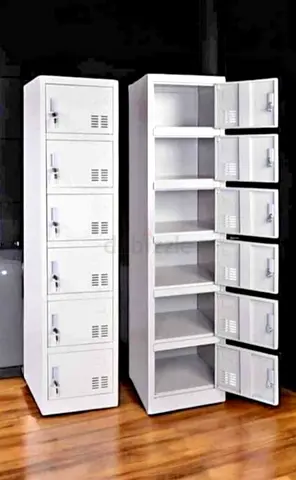 White 6-Tier Metal Storage Lockers - Office/Staff Lockers (Set of 2)