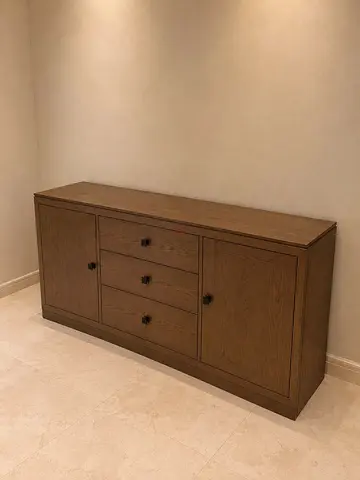 Solid Wood Sideboard / Buffet Cabinet - 2 Doors + 3 Drawers, Good Condition