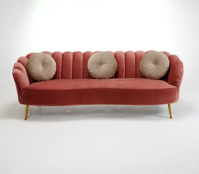 seater 3+2+1+1 pink velvet sofa with gold legs