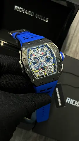 Richard Mille style men's sport watch with blue rubber strap