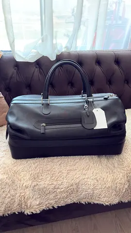 Luciano Bardera Large Black Leather Luggage