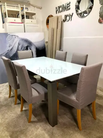 Parlin 6-Seater glass top Dining table with 6 chairs