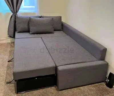 Grey Fabric Pull Out Sofa Bed