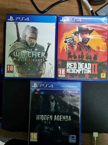 PS4 games bundle: Red Dead Redemption II, The Witcher 3, Hidden Agenda (used)