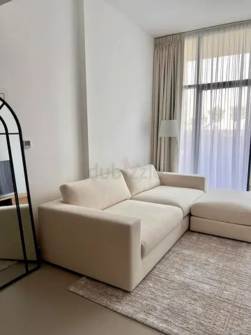 Large Off-White 3-Seater Sofa with Ottoman - 270cm