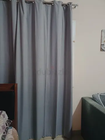 Grey blackout curtains with eyelet top - 4 panels