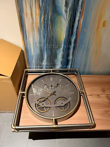 Industrial Steampunk Gear Clock in Metal Frame 60x60cm - Decorative Collectible