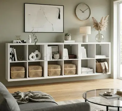 3 x White Cube Storage Shelving Unit - Modern Sideboard / Display