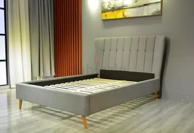Open wing light Gray double bed