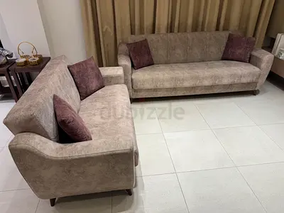 3+2 Seater Sofa with Storage, Light Brown Velvet - Excellent Condition