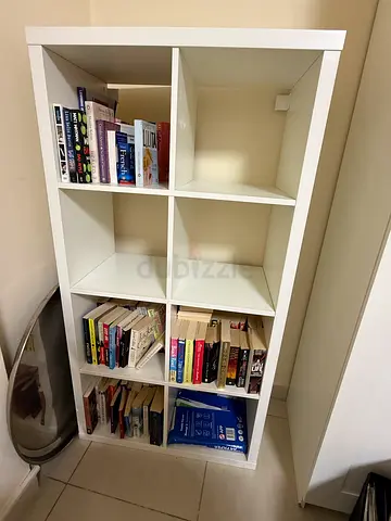 white 8-cube bookshelf
