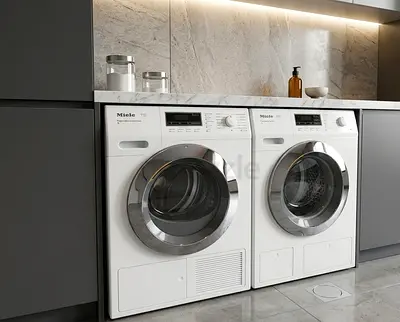 Miele Washer & Tumble Dryer Pair – White, Good Condition