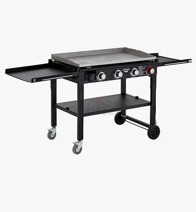 Uniflame Garden BBQ Classic Outdoor Gas Griddle Wheels Storage Shelf Steel Black