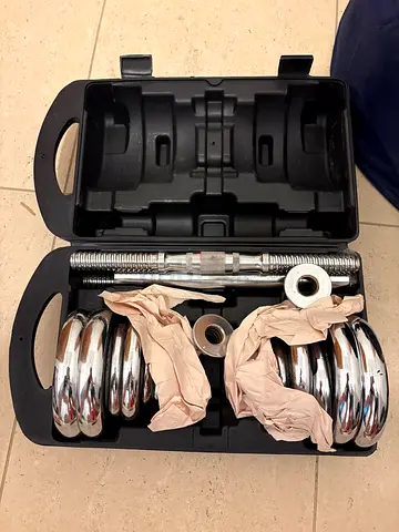 Adjustable Chrome Dumbbell Set with Case – 15kg