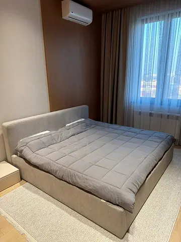 Upholstered queen size Bed with Storage - Light Grey, Good Condition
