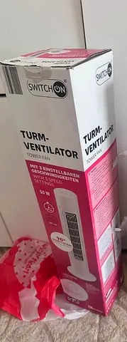 SwitchOn Tower Fan - 3-Speed Oscillating (New in Box)