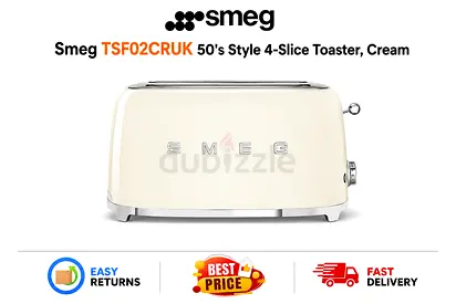 Smeg 50's Style 4-Slice Toaster TSF02CRUK - Excellent Original Box, Accessories - FREE DELIVERY