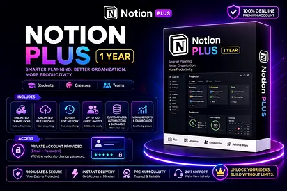 Notion Plus | 1-Year Access | Premium Productivity | Team Personal Workspace