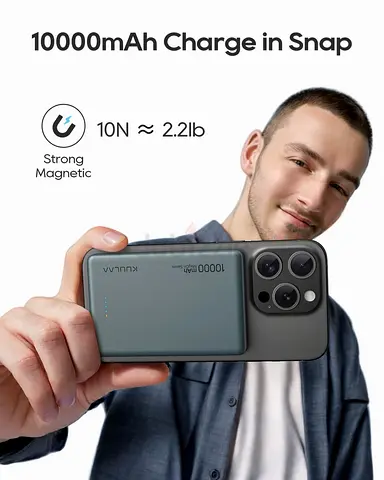 Magnetic 10,000mAh Snap-on Power Bank for Phones