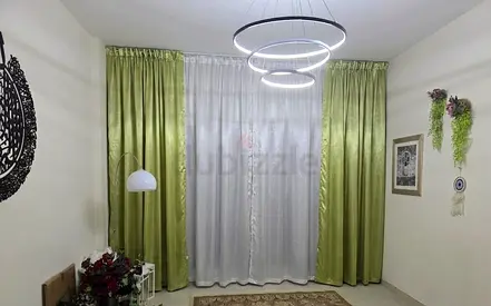 Set of Light Green Satin Curtains with Sheer White Liner - Good Condition