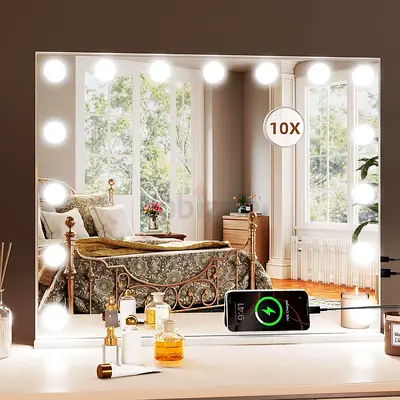 3320 - Makeup Mirror with Lights - 58x46 Large Hollywood Vanity Mirror, 15 LED Bulbs, 3 Color Dimmab