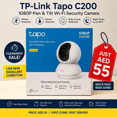 Excellent condition. 1080P Full HD Wi-Fi security camera with Pan & Tilt, motion tracking, night vis