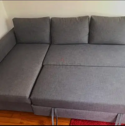 Grey L-shaped Sofa Bed in Good Condition
