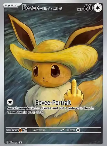 Rare Pokémon Card: Eevee with Straw Hat (Full Art Portrait) - Collectible