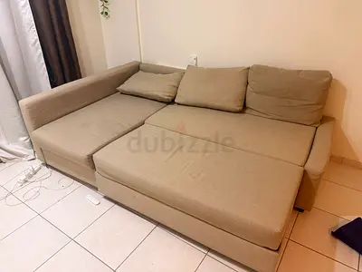 Ikea Beige L-shaped Sofa Bed in Good Condition