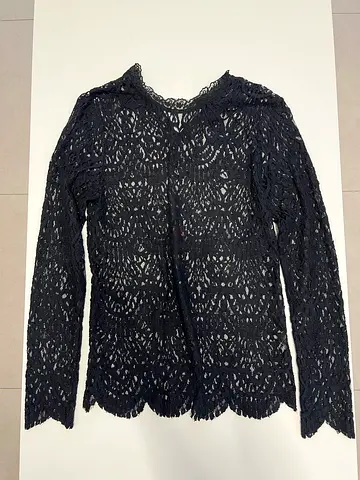 Black Lace Long-Sleeve Top - Size Unknown, Gently Used