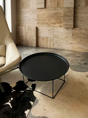 BB Italia Modern Minimalist Black Round Coffee Table
