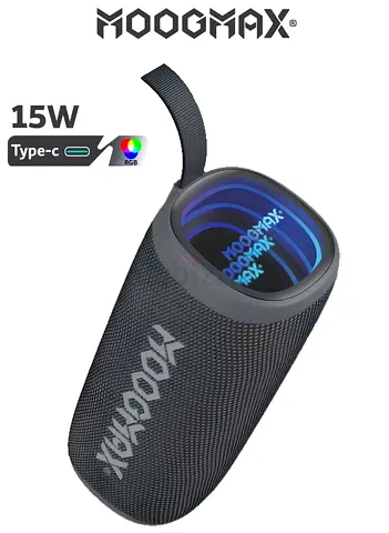 Moogmax MX-SP018 Portable Bluetooth Speaker with LED Lights, 15W, IPX8 Waterproof